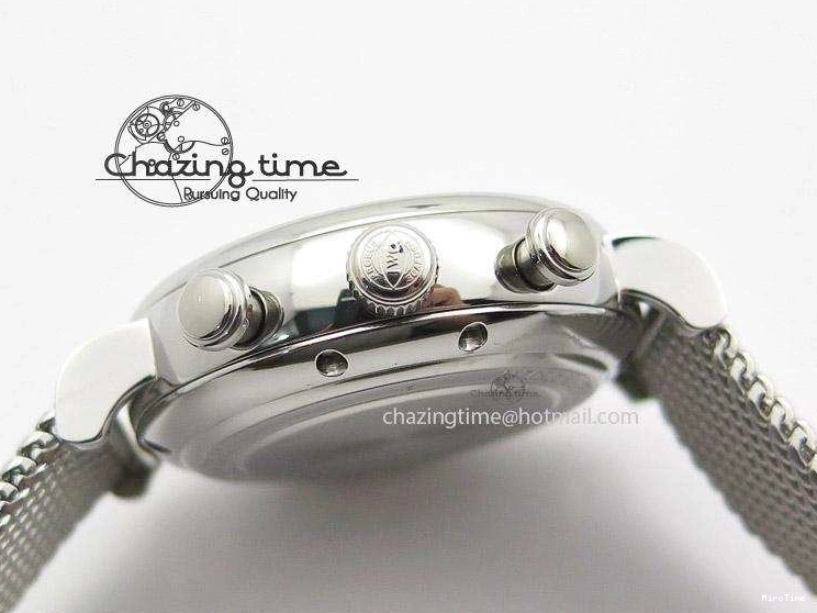 MIROTIME 0215 Portofino Chrono SS Black Dial on SS Mesh Bracelet A StreetReady 7399